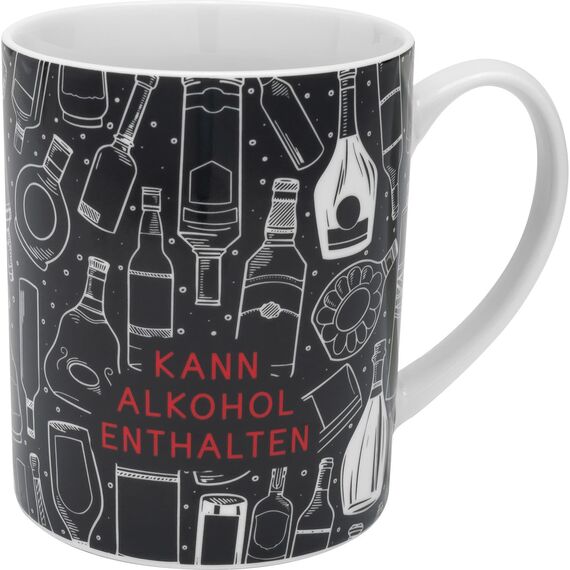 GRUSS & CO XL-Tasse Motiv "Kein Alkohol enthalten" | lustige Kaffeetasse, Porzellan, großer Becher 60 cl | Männergeschenk, Partygeschenk | 48967