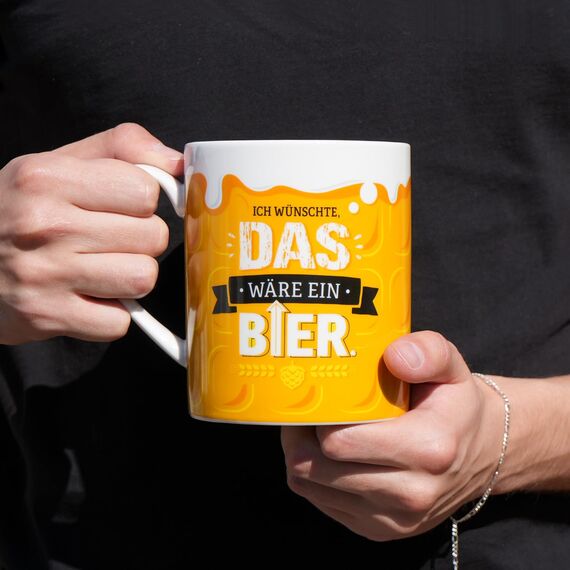 GRUSS & CO XL-Tasse Motiv Bier | lustiger Spruch, Porzellan, Jumbotasse 60 cl, gelb | Männergeschenk, Partygeschenk | 48813
