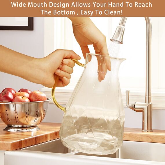 Wasserkrug,Glaskaraffe mit Deckel 2.2 Liter/74 Unzen,Wasserkaraffe im Modernen Diamant Design, Glaskrug,karaffe aus Borosilikatglas,Karaffe Glas mit Deckel