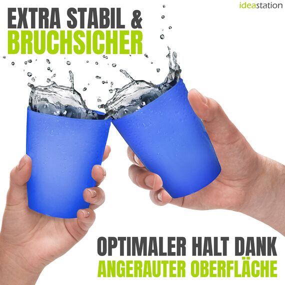 idea-station NEO Plastikbecher 30 x 250 ml - blau - bruchsichere Trinkbecher Plastik - wiederverwendbare Becher aus Plastik - perfekt für Party, Outdoor, Camping
