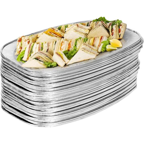 MATANA 80 Einweg Alu Servierplatten Groß, 35x26cm – Servierplatten Einweg, Platten für Buffet, Party & Catering