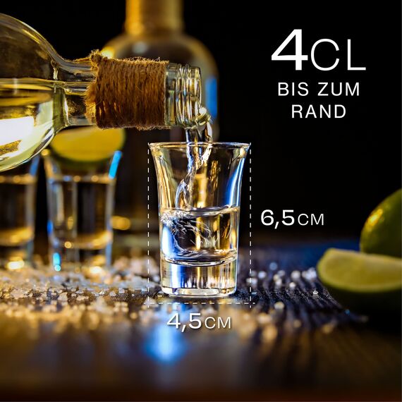 Praknu 24 Schnapsgläser aus Glas 4cl - Spülmaschinenfest - Standfest dank dickem Boden - Shotgläser für jede Party