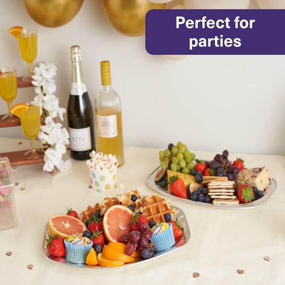 MATANA 40 Einweg Alu Servierplatten Groß, 35x26cm – Servierplatten Einweg, Platten für Buffet, Party & Catering