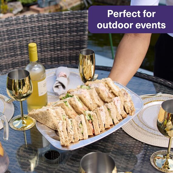 MATANA 80 Einweg Alu Servierplatten Groß, 35x26cm – Servierplatten Einweg, Platten für Buffet, Party & Catering