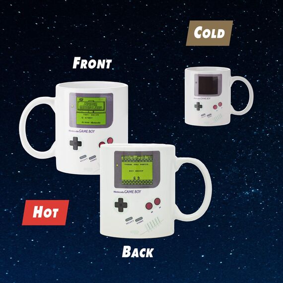 Gameboy Thermoeffekt-Tasse - Offiziell lizenziertes Geschenk für Gamer, Nerds, Nintendo-Fans, Männer & Retro-90er-Jahre-Fans, 290 ml (10 Fl Oz), Schwarz