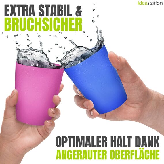 idea-station NEO Plastikbecher 30 x 250 ml - bunt - bruchsichere Trinkbecher Kinder - wiederverwendbare Becher aus Plastik - perfekt für Party, Outdoor, Camping