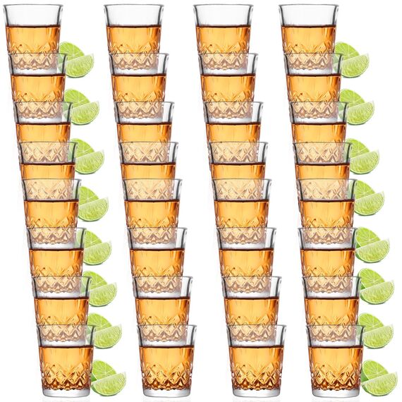 Gucass 32 Stück Schnapsgläser, 5cl Spülmaschinenfest| Bleifreies Glas| Shotgläser mit schwerem boden