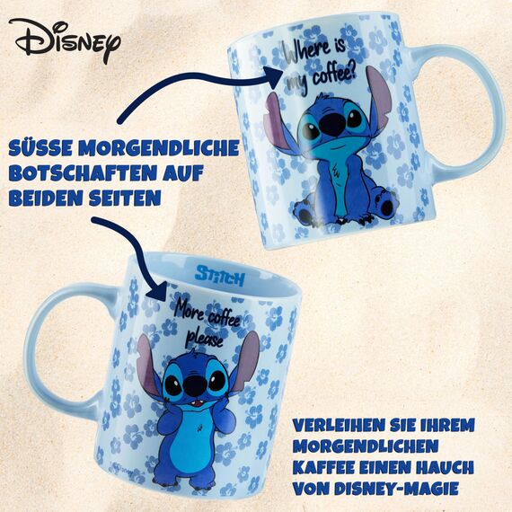 Disney Tasse und Socken Damen Set Stitch Geschenk Set (Blau Stitch)