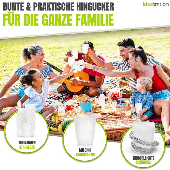idea-station NEO Plastikbecher 30 x 250 ml - transparent - bruchsichere Trinkbecher Plastik - wiederverwendbare Becher aus Plastik - perfekt für Party, Outdoor, Camping