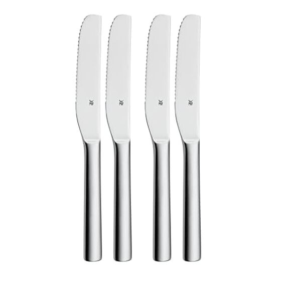 WMF Nuova Brunchmesser Set 2-TLG, Frühstücksmesser 19,5 cm, Brötchenmesser Wellenschliff, Brotzeitmesser, Cromargan Edelstahl poliert (Packung mit 2)
