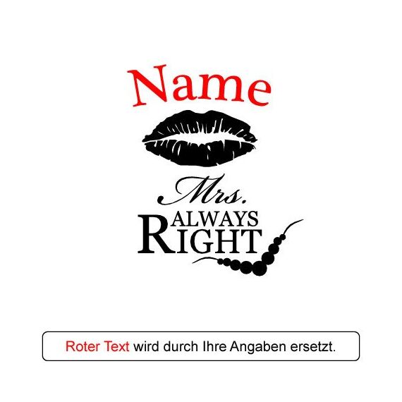 polar-effekt Weizenbierglas 0,5l Bierglas mit Gravur - Geschenke für Frauen - personalisierte Weizenglas Geschenkidee Geburtstagsgeschenk für Frau - Motiv Mrs. Always Right Frauengeschenk