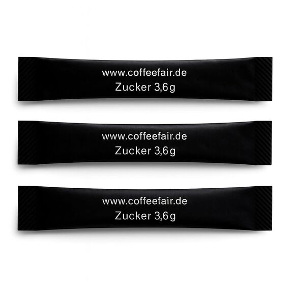 Coffeefair Zuckersticks Schwarz 1000 x 3,6 Zucker, weißer Portionszucker, Feinzucker portioniert, ideal für Gastronomie & Büro, umweltfreundliche Verpackung