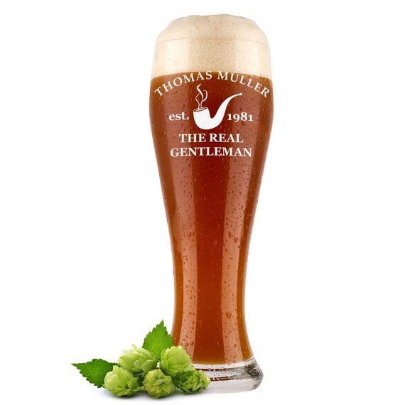 polar-effekt Bierglas mit Gravur Weizenbierglas 0,5l - Geschenke für Männer - personalisierte Weizenglas - Geschenkidee Vatertagsgeschenk für Mann Real Gentleman
