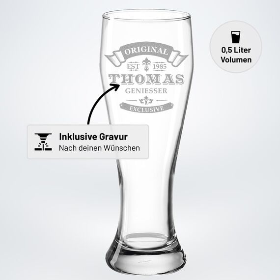 polar-effekt Weizenbierglas 0,5l mit Gravur personalisierte Weizenglas Geschenk-Idee Bierglas Weißbierglas - Mann Geschenke Männer - ideal als Vatertagsgeschenk - für Papa