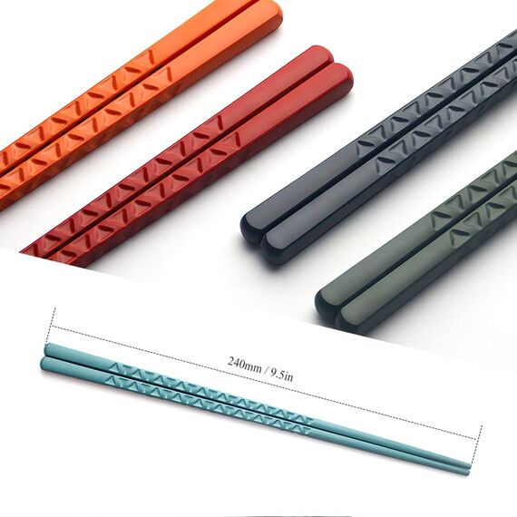 5 Paar Fiberglas-Essstäbchen, Premium-Japanische Wiederverwendbare Mit Muster, Geschenk-Set für Sushi, Asiatische Gerichte, Spülmaschinenfest (5 Farben)