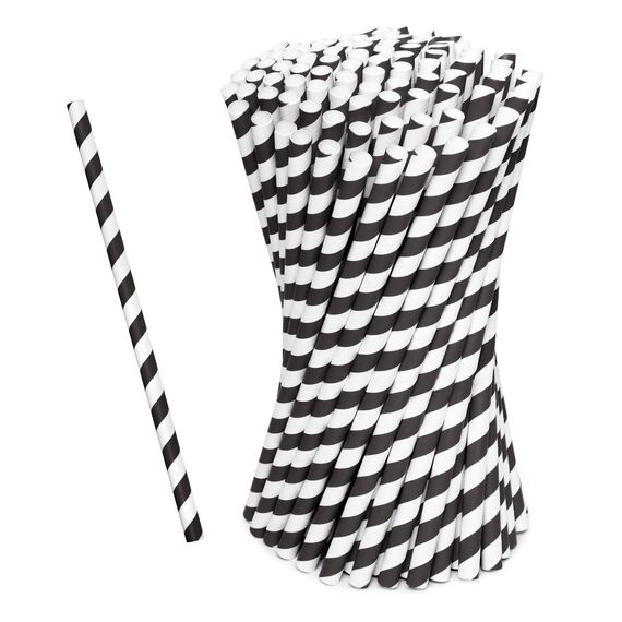 Love Nature Strohhalme Papier - Papierstrohhalme 100 Stück - Trinkhalme Papier Recycling Schwarz Weiß