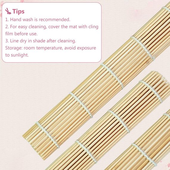 ZFYQ Bambusmatte für Sushi 3 Stück, Natürliche Bambusrolle für Maki, Anfänger-Bastelset