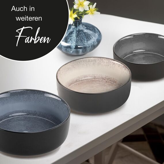 Moritz & Moritz VIDA 6x Müslischalen Blau - Stylisches und robustes Schalen Set aus Porzellan für Müsli, Suppen & Salate - Spülmaschinenfest, mikrowellengeeignet, ideal für den täglichen Gebrauch