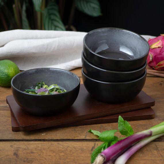 Moritz & Moritz VIDA 4x Miso Schüssel Set 12 cm Ø - Japanisches Geschirr Set aus Keramik für Miso Suppe, Dip und Snacks