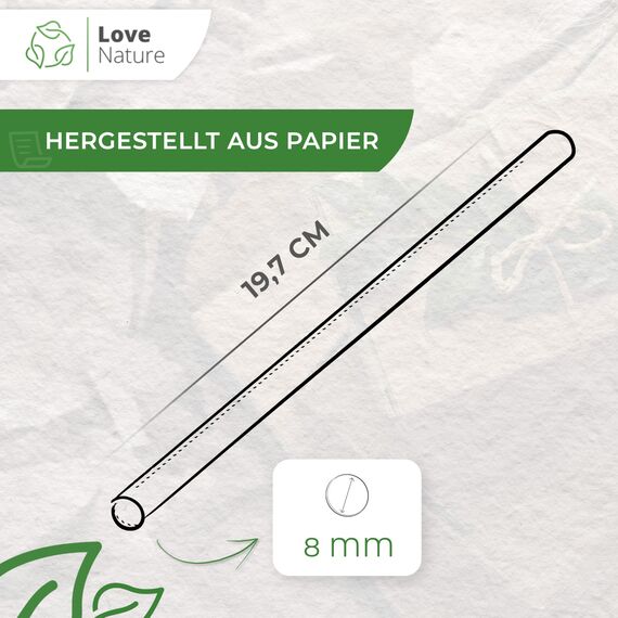 Love Nature Strohhalme Papier - Papierstrohhalme 500 Stück - Trinkhalme Papier Recycling - Rot Weiß - Paper Straws - Strohhalm Einweg