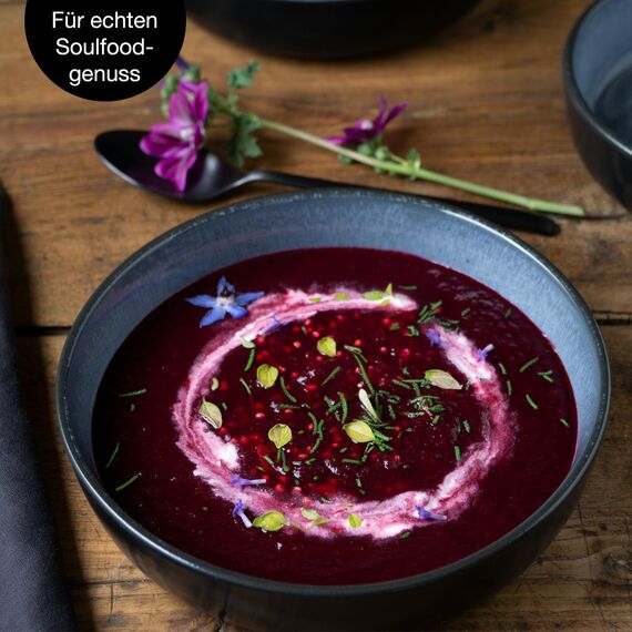 Moritz & Moritz VIDA 6er Suppen Teller Set Blau - Suppenteller für 6 Personen - Porzellan spülmaschinen- und mikrowellengeeignet