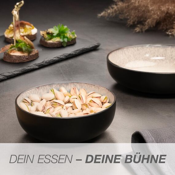 Moritz & Moritz VIDA Servierschalen Set Beige - 2x Große Schalen aus hochwertigem Porzellan, Modern & Zeitlos, Mikrowellen- & Spülmaschinengeeignet - Perfekt für Salate, Pasta, Snacks & mehr