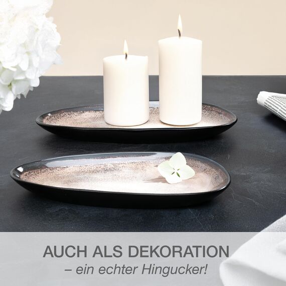 Moritz & Moritz VIDA Servierteller Set Beige - 2x Große Teller aus hochwertigem Porzellan, Modern & Zeitlos, Mikrowellen- & Spülmaschinengeeignet - Perfekt für Salate, Grillfleisch, Snacks & mehr