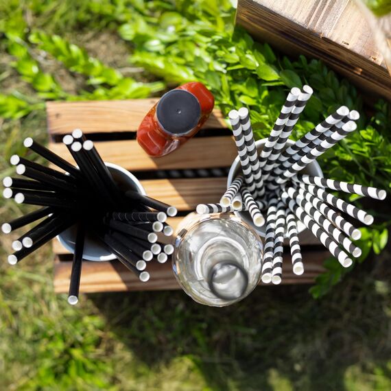 Love Nature Strohhalme Papier - Papierstrohhalme 500 Stück - Trinkhalme Papier Recycling - Rot Weiß - Paper Straws - Strohhalm Einweg