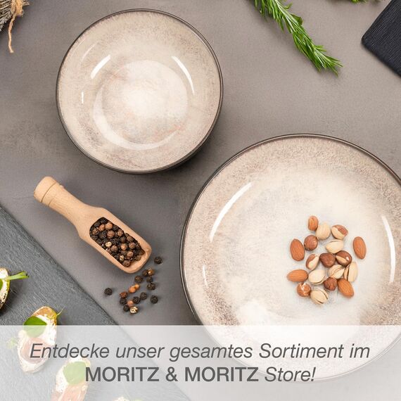 Moritz & Moritz VIDA Servierschalen Set Beige - 2x Große Schalen aus hochwertigem Porzellan, Modern & Zeitlos, Mikrowellen- & Spülmaschinengeeignet - Perfekt für Salate, Pasta, Snacks & mehr