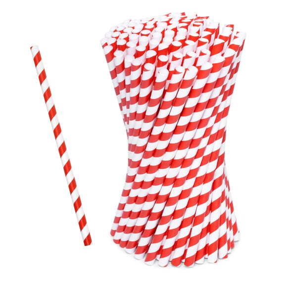Love Nature Strohhalme Papier - Papierstrohhalme 100 Stück - Trinkhalme Papier Recycling Rot Weiß