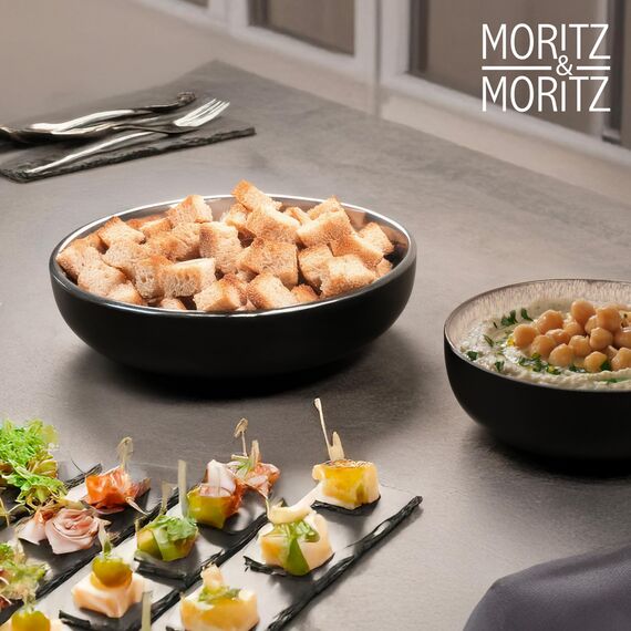 Moritz & Moritz VIDA Servierschalen Set Beige - 2x Große Schalen aus hochwertigem Porzellan, Modern & Zeitlos, Mikrowellen- & Spülmaschinengeeignet - Perfekt für Salate, Pasta, Snacks & mehr