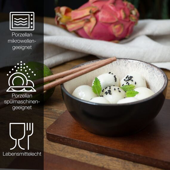 Moritz & Moritz VIDA 4x Miso Schüssel Set 12 cm Ø - Japanisches Geschirr Set aus Keramik für Miso Suppe, Dip und Snacks