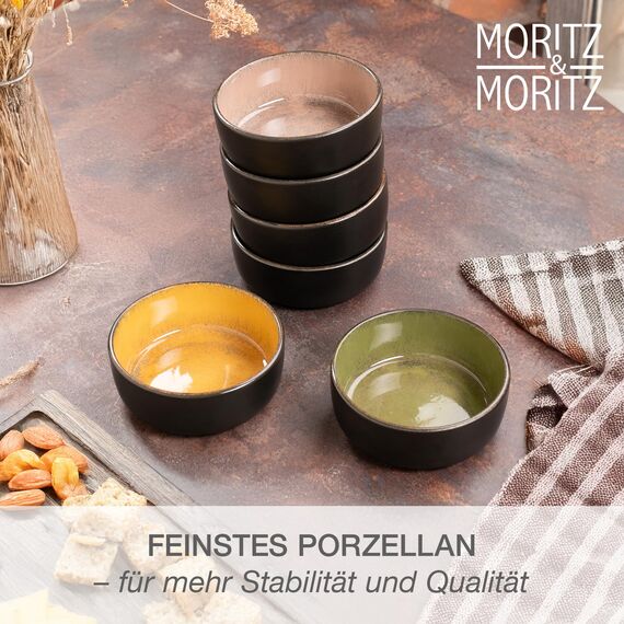 Moritz & Moritz VIDA 6x Müslischalen Vintage - Stylisches und robustes Schalen Set aus Porzellan für Müsli, Suppen & Salate - Spülmaschinenfest, mikrowellengeeignet, ideal für den täglichen Gebrauch