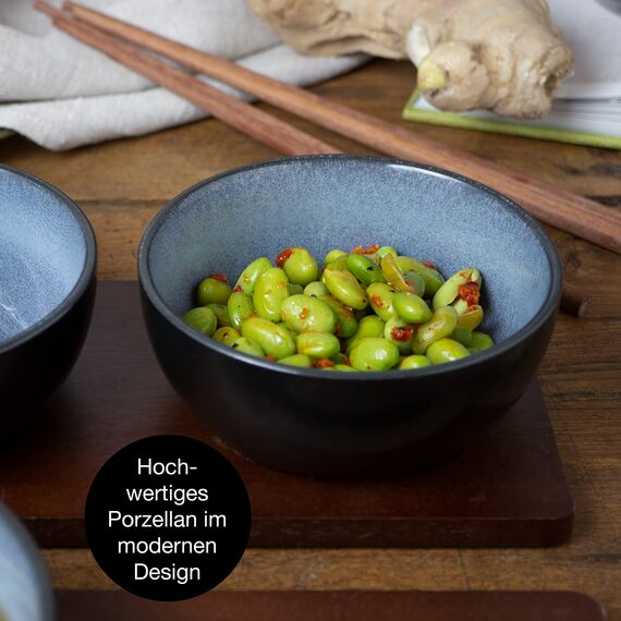 Moritz & Moritz VIDA 4x Miso Schüssel Set 12 cm Ø - Japanisches Geschirr Set aus Keramik für Miso Suppe, Dip und Snacks