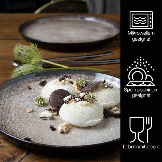 Moritz & Moritz VIDA 6er Dessertteller Set Beige - Stylische Porzellan Frühstücksteller, Kuchenteller für 6 Personen - Spülmaschinen- und Mikrowellengeeignet