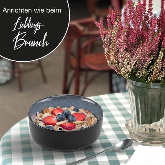 Moritz & Moritz VIDA 6x Müslischalen Blau - Stylisches und robustes Schalen Set aus Porzellan für Müsli, Suppen & Salate - Spülmaschinenfest, mikrowellengeeignet, ideal für den täglichen Gebrauch