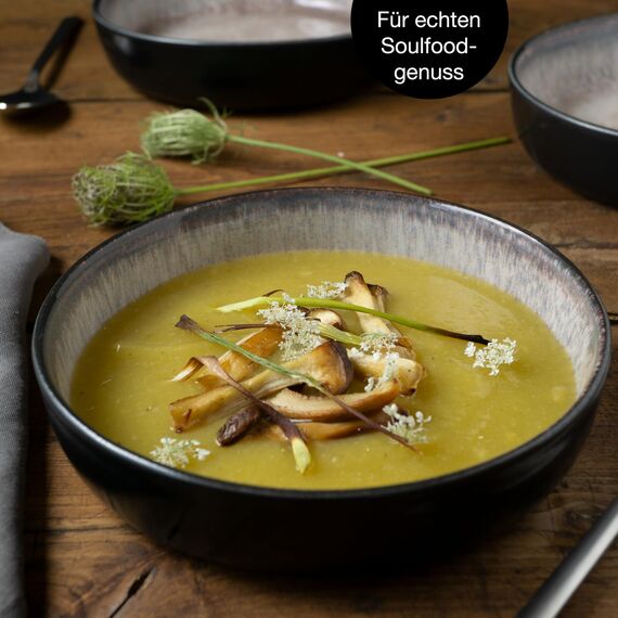 Moritz & Moritz VIDA 6er Suppen Teller Set Beige - Bowl Schüssel für 6 Personen - Porzellan spülmaschinen- und mikrowellengeeignet