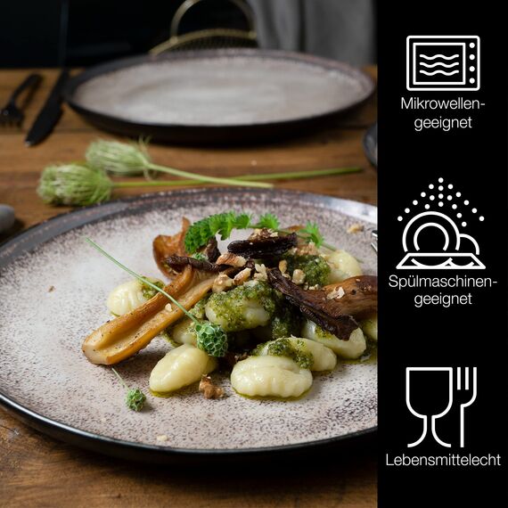 Moritz & Moritz VIDA 6er Dinner Teller Set Beige - Dinnerteller für 6 Personen - Porzellan spülmaschinen- und mikrowellengeeignet