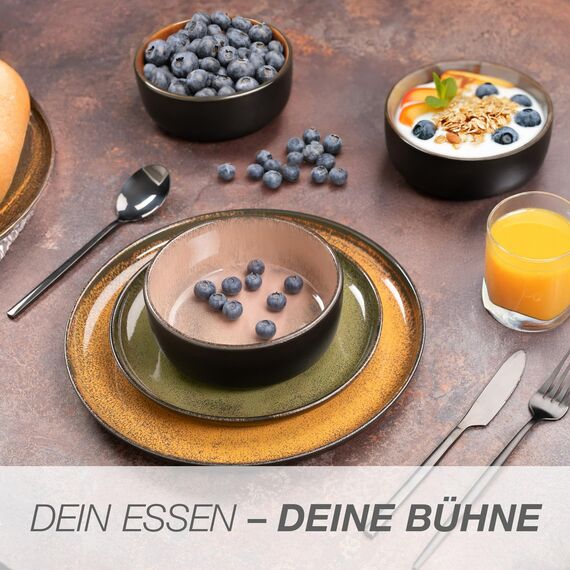 Moritz & Moritz VIDA 6x Müslischalen Vintage - Stylisches und robustes Schalen Set aus Porzellan für Müsli, Suppen & Salate - Spülmaschinenfest, mikrowellengeeignet, ideal für den täglichen Gebrauch