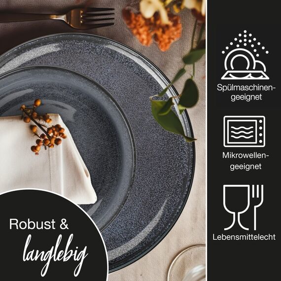 Moritz & Moritz VIDA 6x Müslischalen Blau - Stylisches und robustes Schalen Set aus Porzellan für Müsli, Suppen & Salate - Spülmaschinenfest, mikrowellengeeignet, ideal für den täglichen Gebrauch