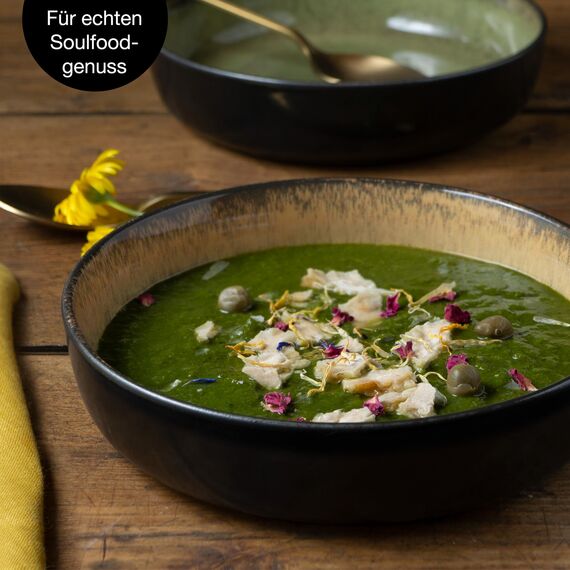 Moritz & Moritz VIDA 6er Suppen Teller Set Gelb-Grün-Rosa - Suppenteller für 6 Personen - Porzellan spülmaschinen- und mikrowellengeeignet