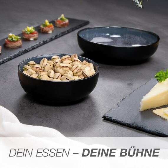 Moritz & Moritz VIDA Servierschalen Set Blau - 2x Große Schalen aus hochwertigem Porzellan, Modern & Zeitlos, Mikrowellen- & Spülmaschinengeeignet - Perfekt für Salate, Pasta, Snacks & mehr