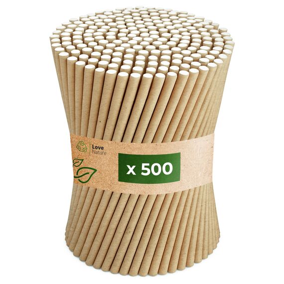 Love Nature Strohhalme Papier - Papierstrohhalme 500 Stück - Trinkhalme Recycling Kraft - Paper Straws - Strohhalm Einweg