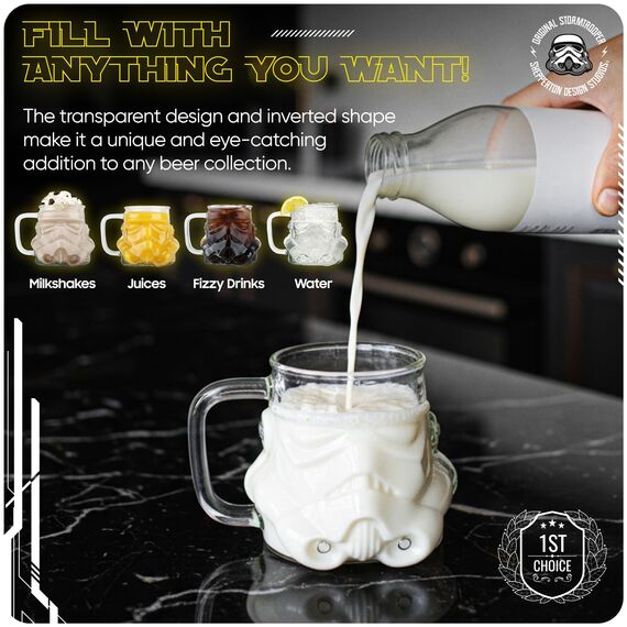 Thumbs Up Original Stormtrooper Helm Bierkrug Bierglas Transparentes Beer Mug im kultigen Helm Design 1 Pint Größe 600 ml Originelles Fan Merchandise Perfekte Geschenke für Männer und Frauen