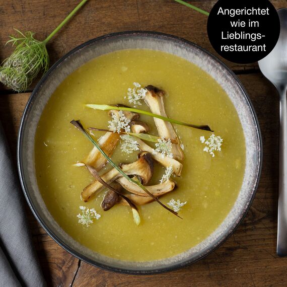 Moritz & Moritz VIDA 6er Suppen Teller Set Beige - Bowl Schüssel für 6 Personen - Porzellan spülmaschinen- und mikrowellengeeignet