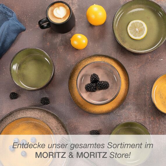Moritz & Moritz VIDA Geschirrset 12 Personen Vintage 36-tlg. - Modernes Porzellan Geschirr Set - Kratz-, Mikrowellen- & Spülmaschinenfest, Essgeschirr, Tafelservice, Kombiservice 12 Personen