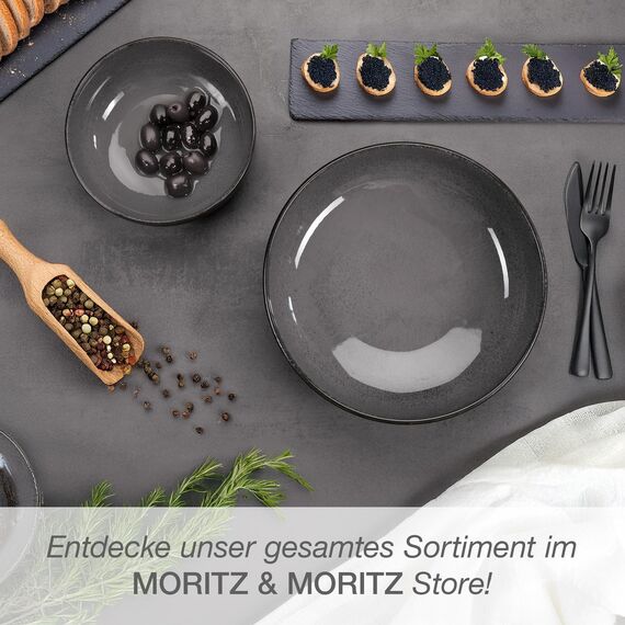 Moritz & Moritz VIDA Servierschalen Set Anthrazit - 2x Große Schalen aus hochwertigem Porzellan, Modern & Zeitlos, Mikrowellen- & Spülmaschinengeeignet - Perfekt für Salate, Pasta, Snacks & mehr