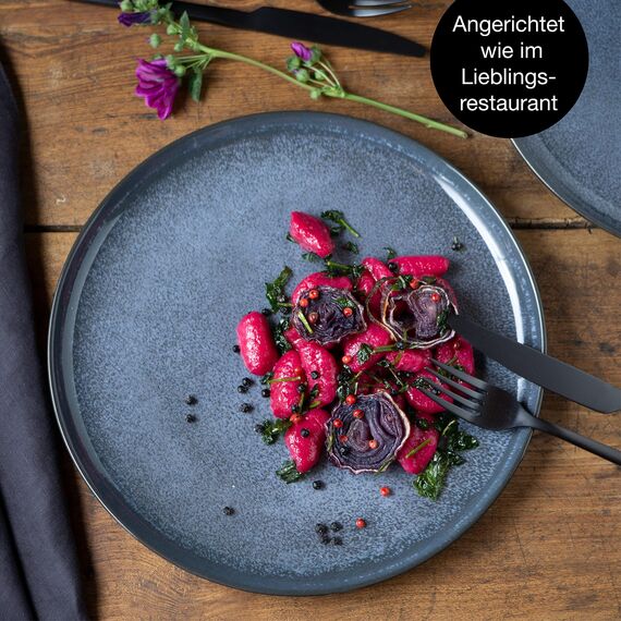 Moritz & Moritz VIDA 6er Dinner Teller Set Blau - Dinnerteller für 6 Personen - Porzellan spülmaschinen- und mikrowellengeeignet