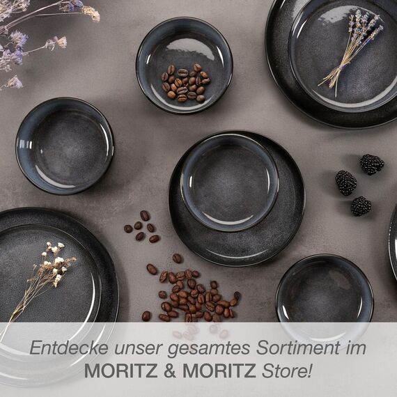 Moritz & Moritz VIDA Geschirrset 12 Personen Blau 36-tlg. - Modernes Porzellan Geschirr Set - Kratz-, Mikrowellen- & Spülmaschinenfest, Essgeschirr, Tafelservice, Kombiservice 12 Personen