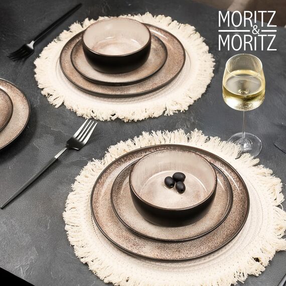 Moritz & Moritz VIDA 6x Müslischalen Beige - Stylisches und robustes Schalen Set aus Porzellan für Müsli, Suppen & Salate - Spülmaschinenfest, mikrowellengeeignet, ideal für den täglichen Gebrauch